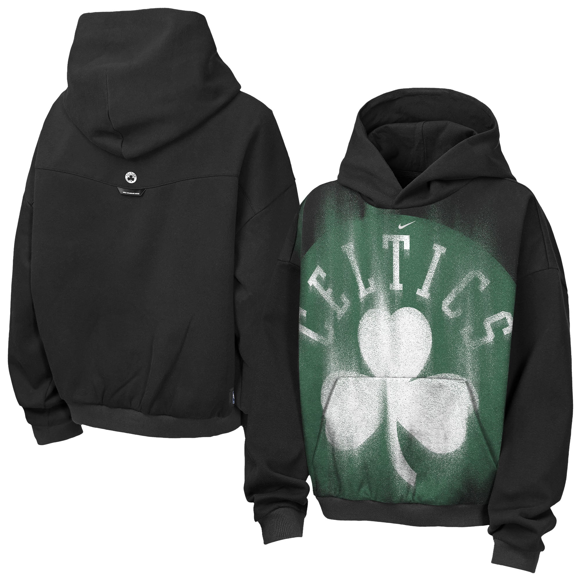 Sweat à capuche Nike Boston Celtics noir pour enfant, édition standard 2026, modèle « Icon », en polaire.