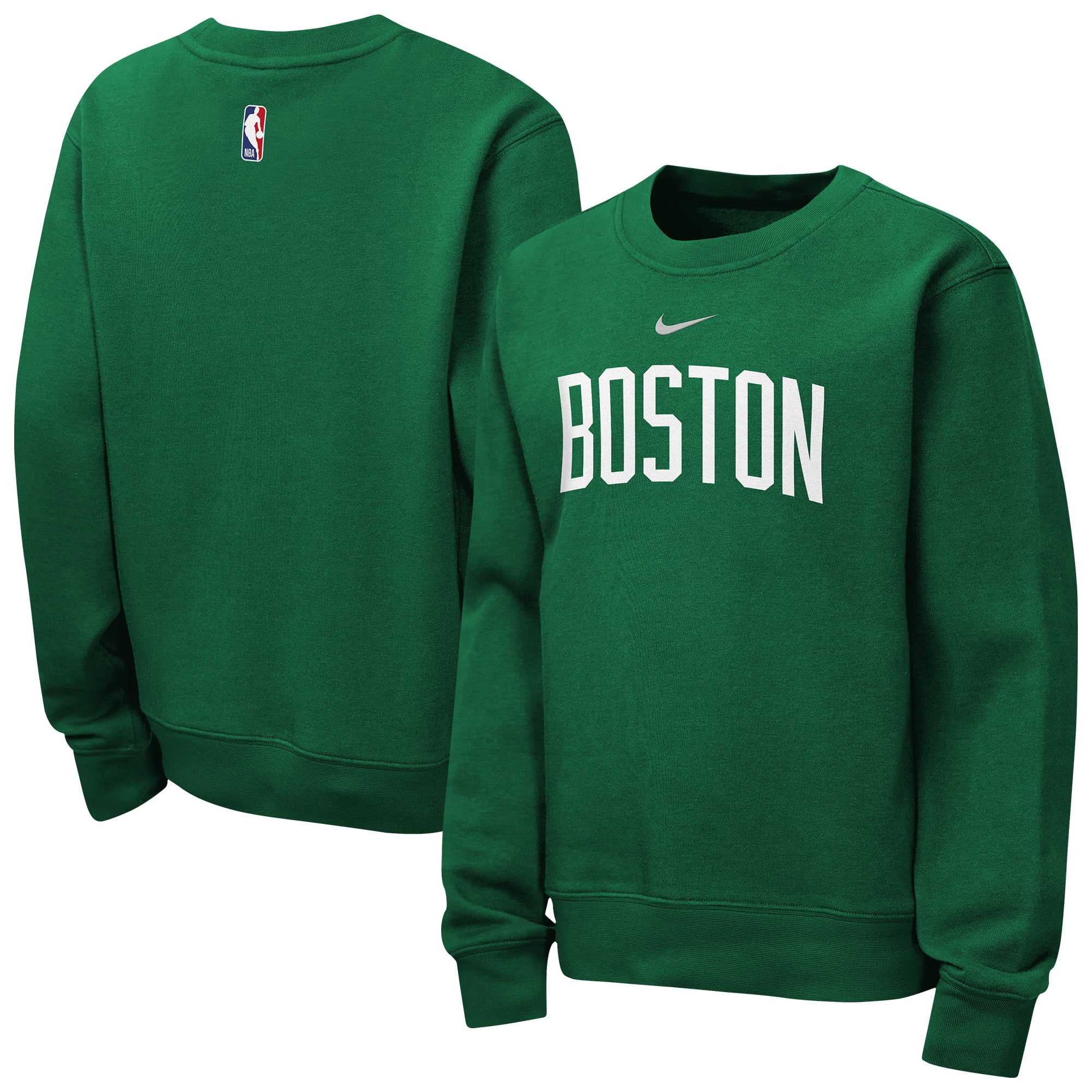 Sweat-shirt à col rond Nike vert Kelly pour enfant, logo Boston Celtics Essential Club, du club