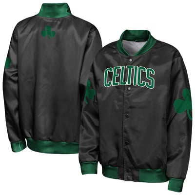 Boston Celtics Outerstuff Youth Statement Edition Lightweight Full-Snap Satin Jacket - Black
