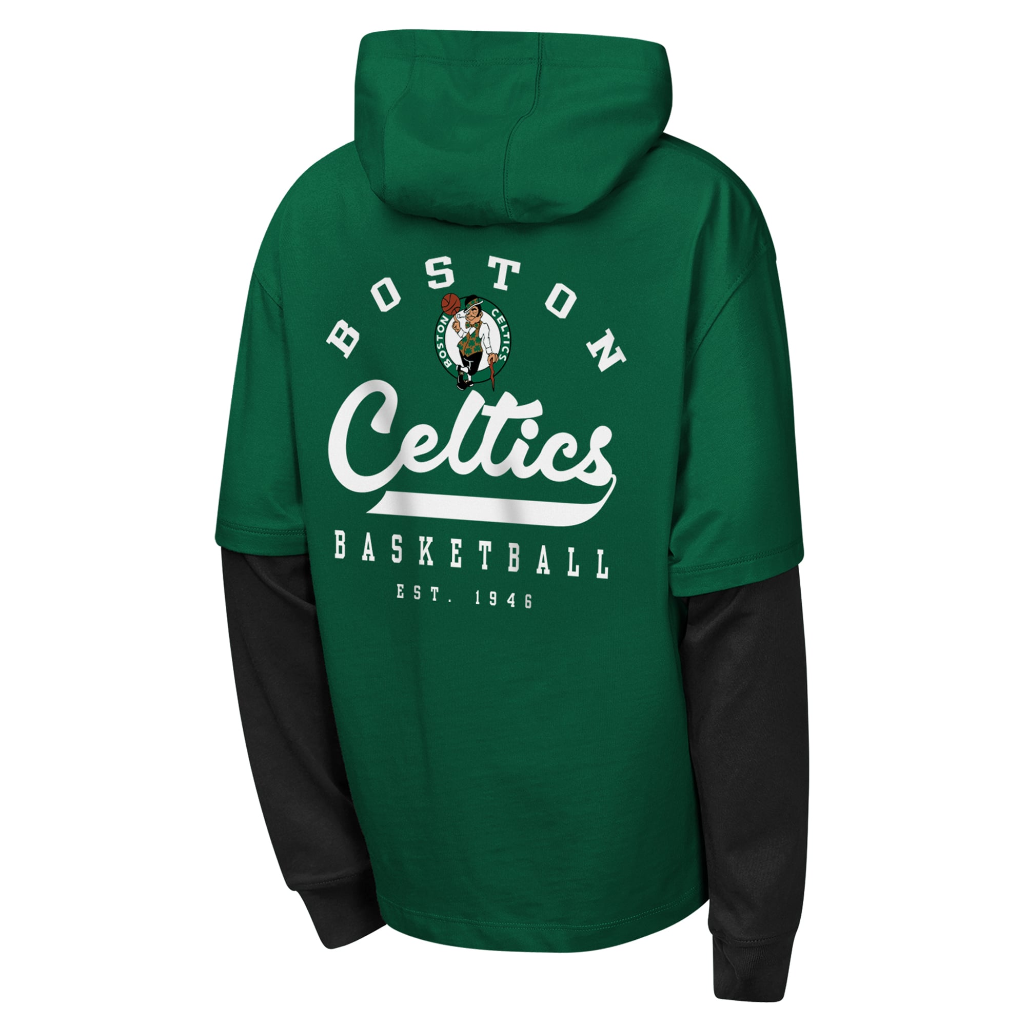 T-shirt à capuche surdimensionné en faux nickel vert Boston Celtics pour jeunes Outerstuff