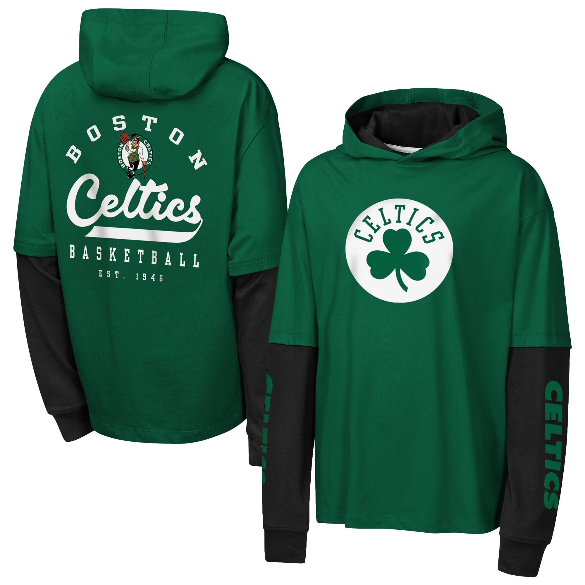 T-shirt à capuche surdimensionné en faux nickel vert Boston Celtics pour jeunes Outerstuff