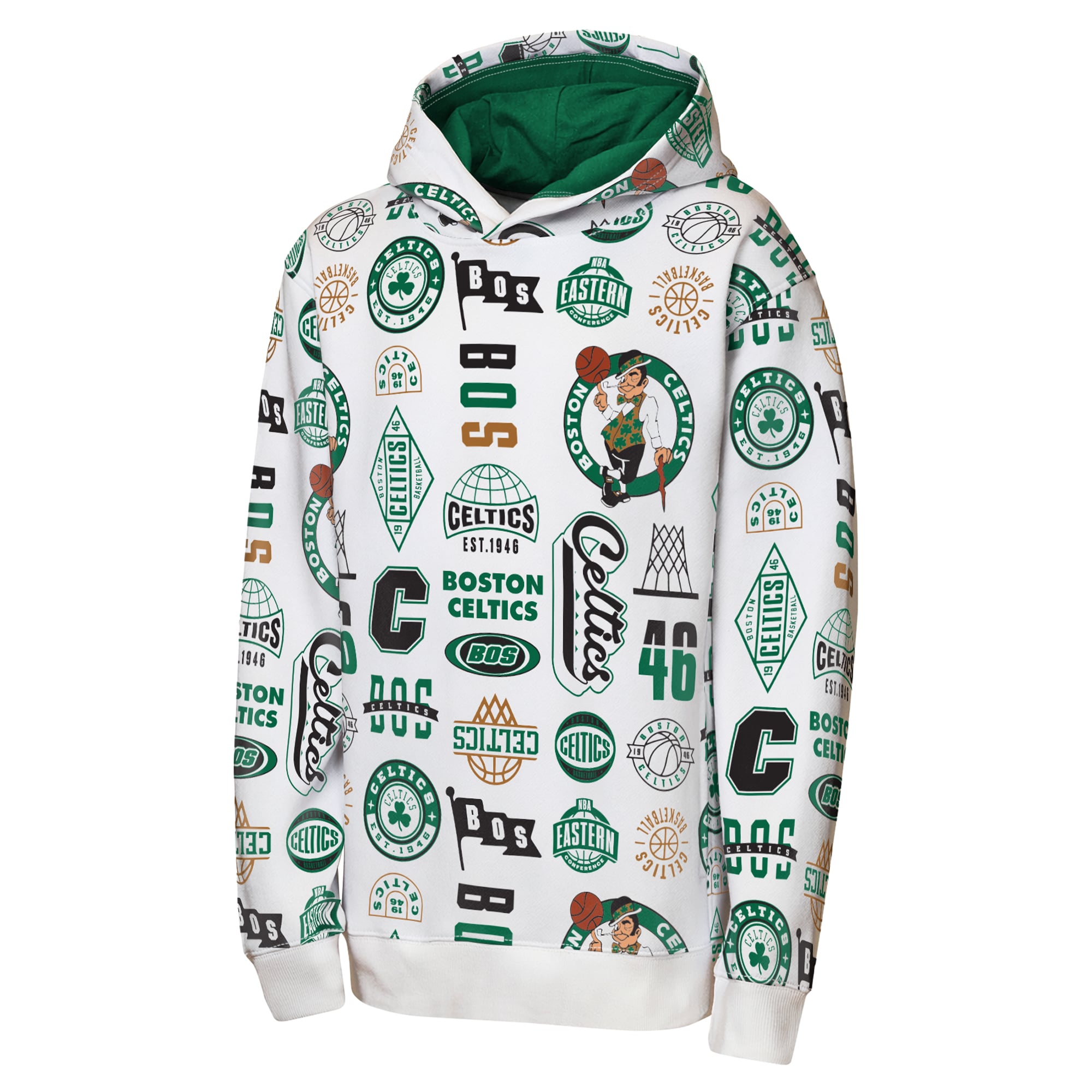 Sweat à capuche intégral blanc 3-and-D des Boston Celtics pour jeunes de la marque Outerstuff