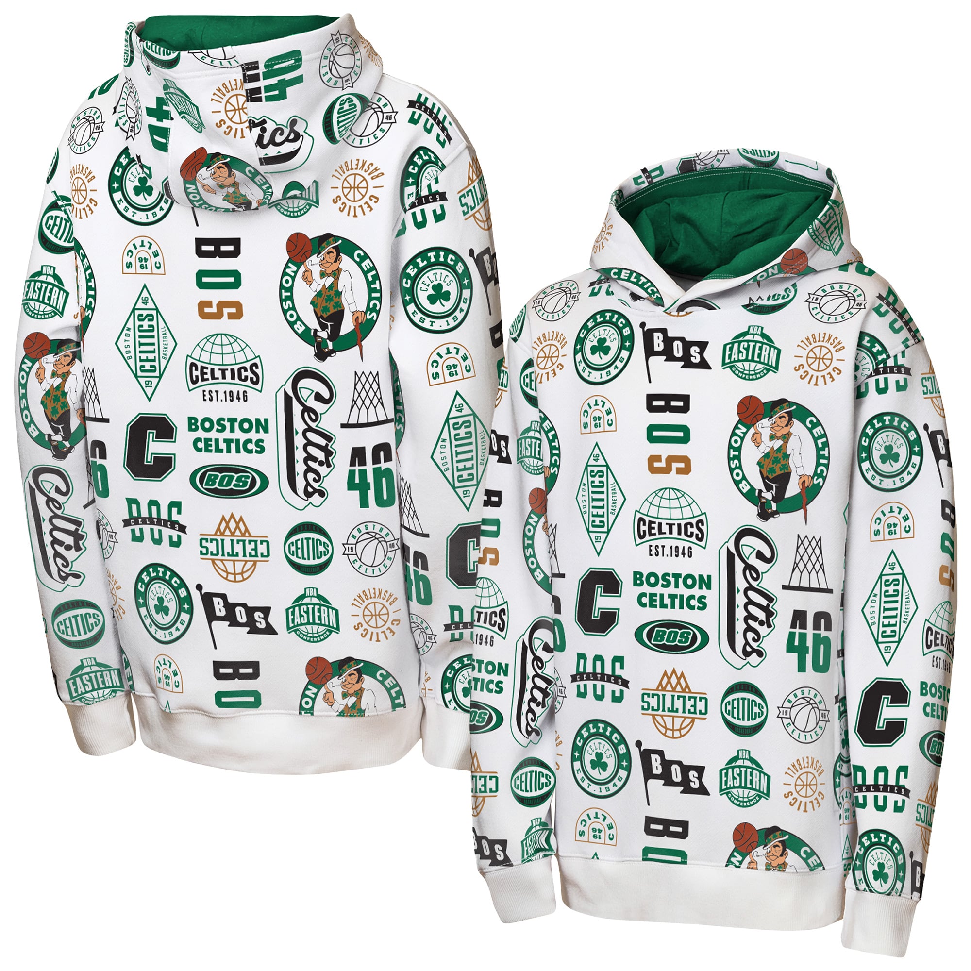 Sweat à capuche intégral blanc 3-and-D des Boston Celtics pour jeunes de la marque Outerstuff
