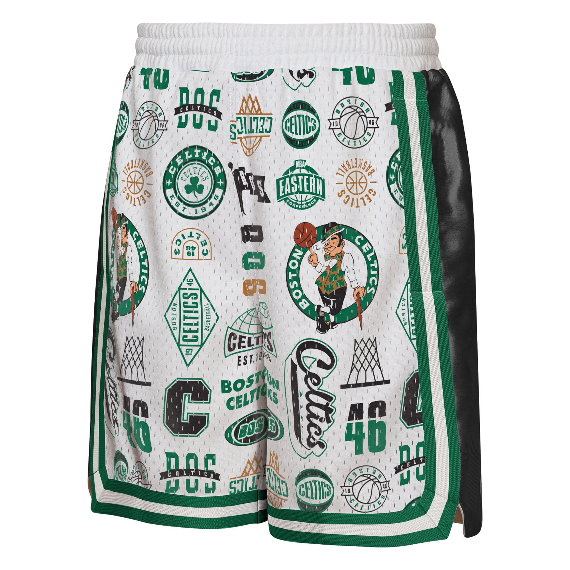 Short de basketball blanc Boston Celtics Ball Hog Dazzle pour jeunes la marque Outerstuff.