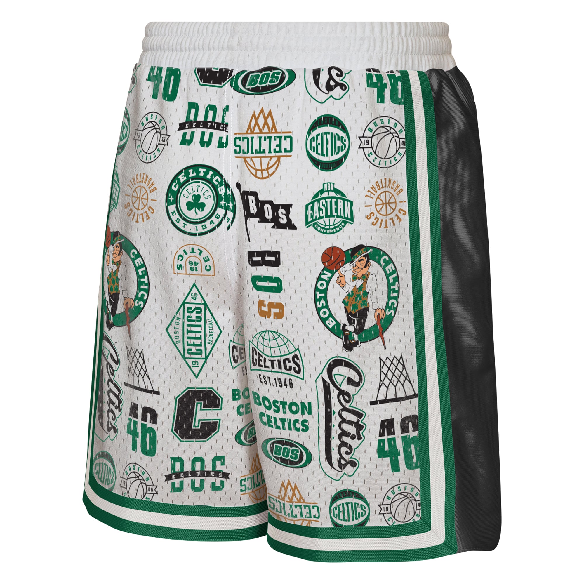 Short de basketball blanc Boston Celtics Ball Hog Dazzle pour jeunes la marque Outerstuff.