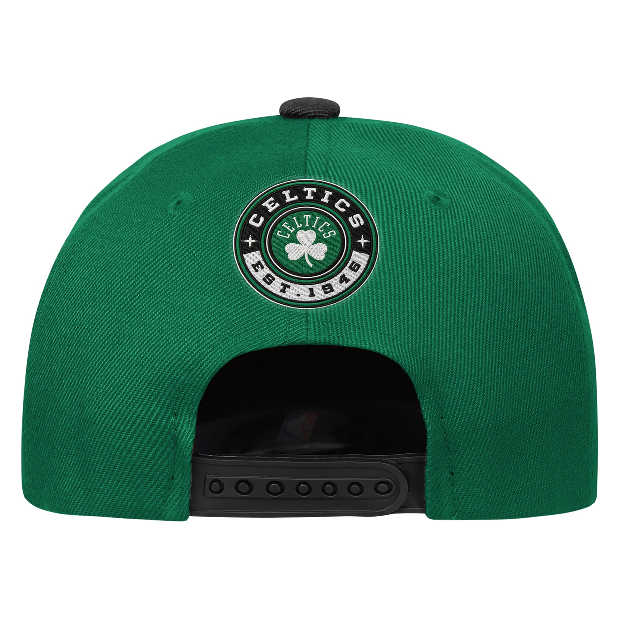 Casquette ajustable pré-courbée à trois boutons, logo Boston Celtics, blanche et noire, pour jeunes de la marque Outerstuff.