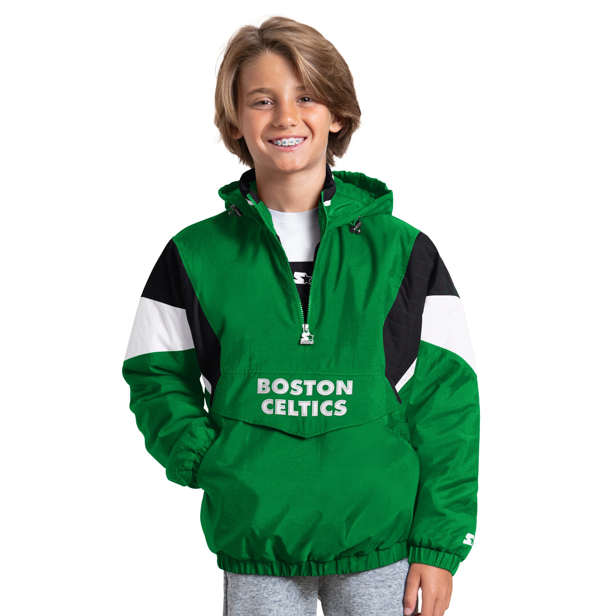 Veste à capuche demi-zip Youth Starter Kelly Green Boston Celtics The Throwback Jr.