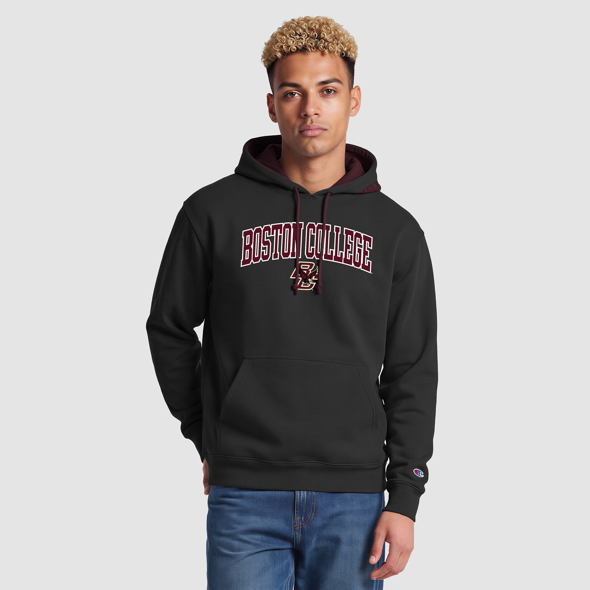 Men's Champion Maroon/Gold Boston College Eagles Contrast Hoodie