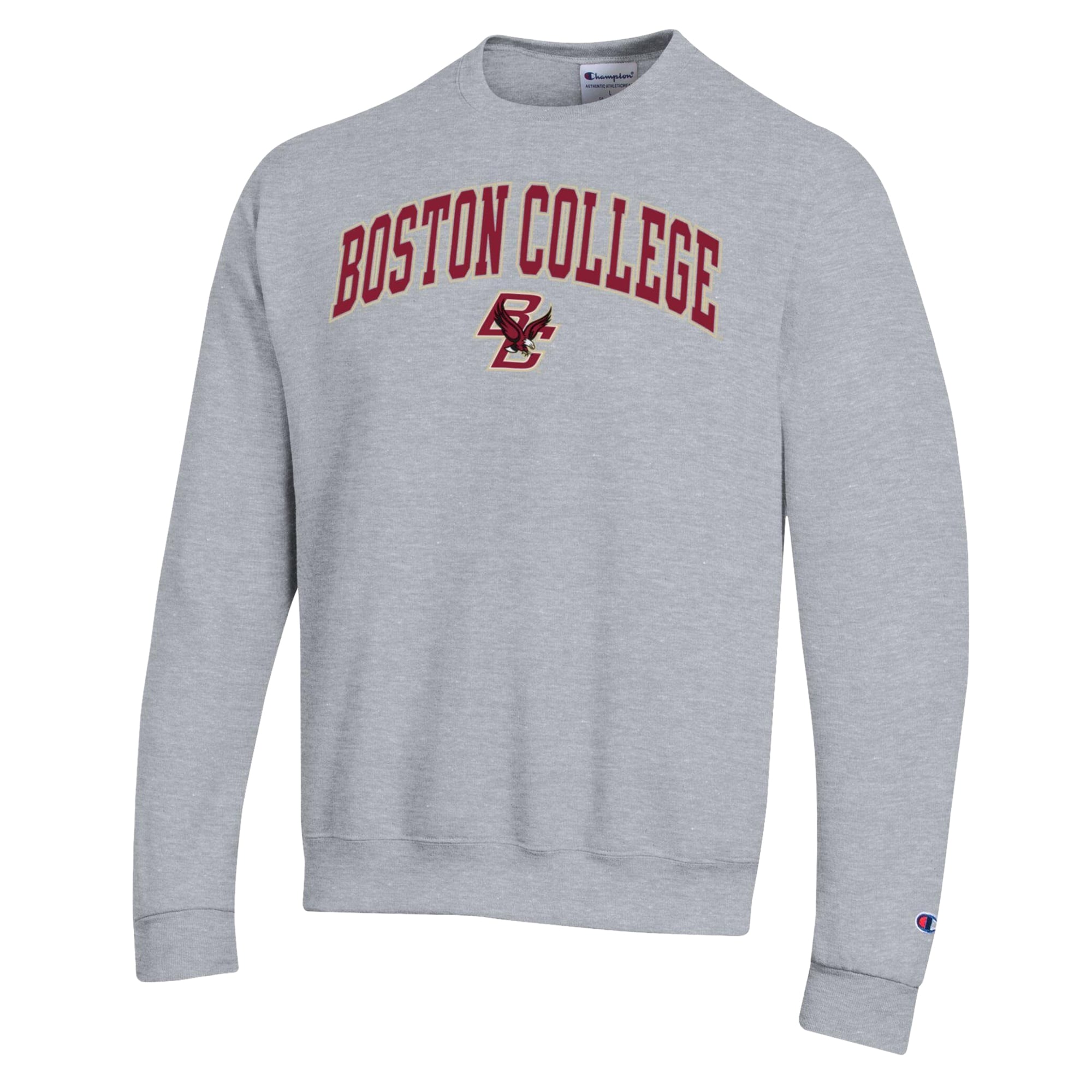 Sweat-shirt Champion pour homme, gris chiné, Boston College Eagles Arch Powerblend