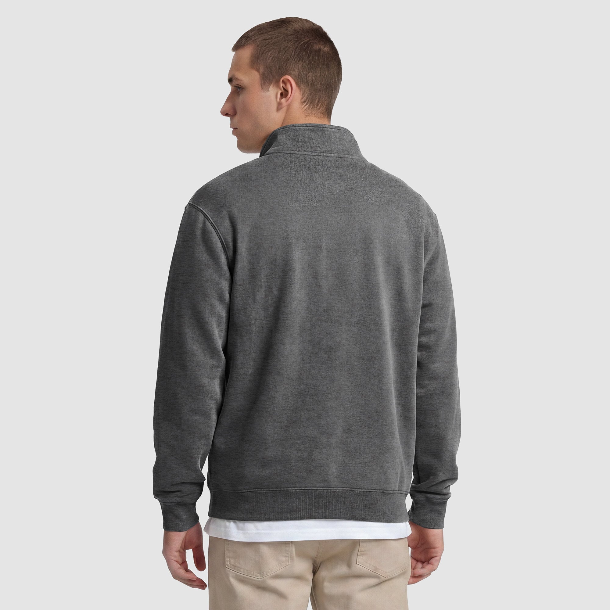 Pull polaire à col zippé pour homme Champion gris chiné Boston College Eagles