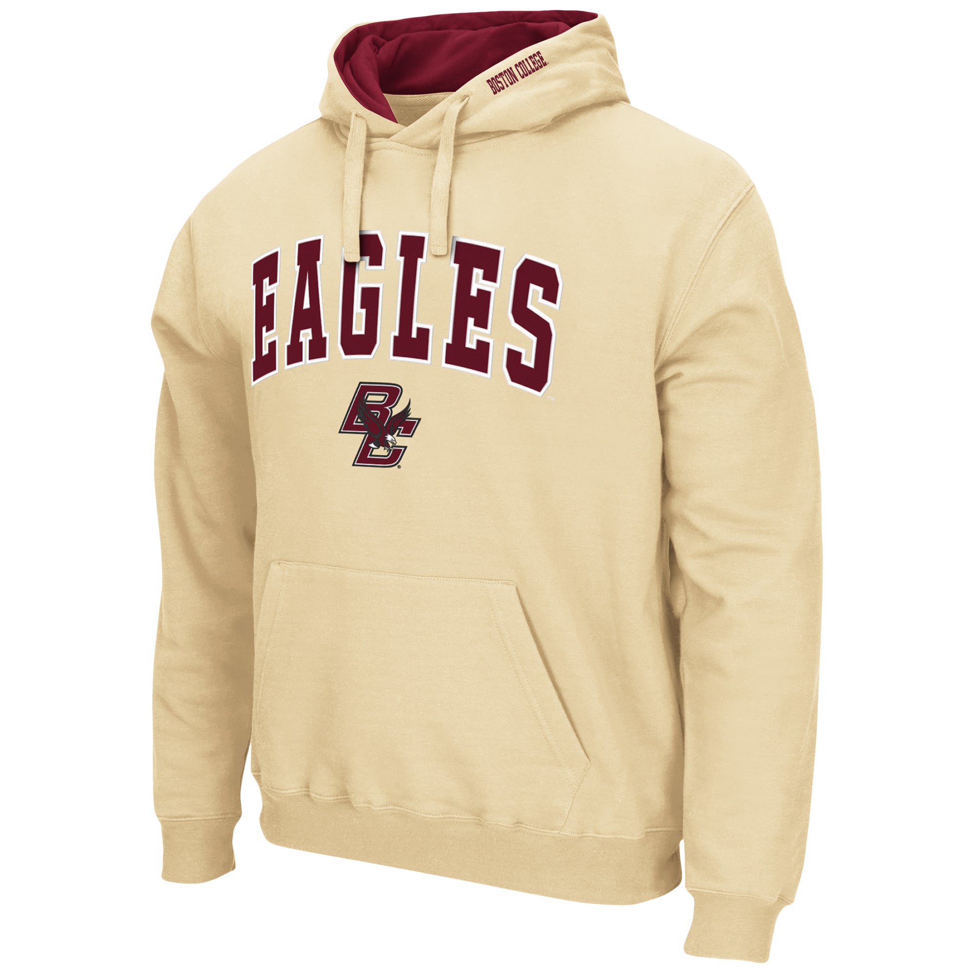 Men's Colosseum Gold Boston College Eagles Arch & Logo 3.0 Pullover Hoodie