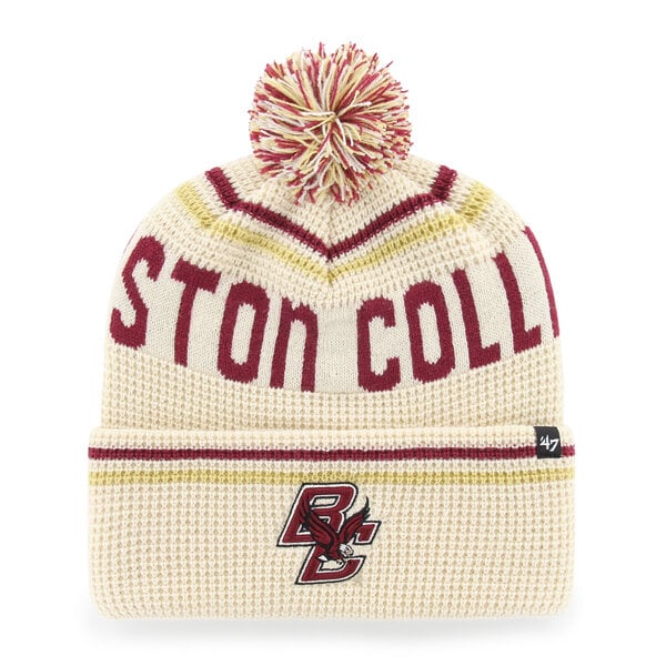 Bonnet unisexe '47 crème Boston College Eagles en maille gaufrée à revers avec pompon