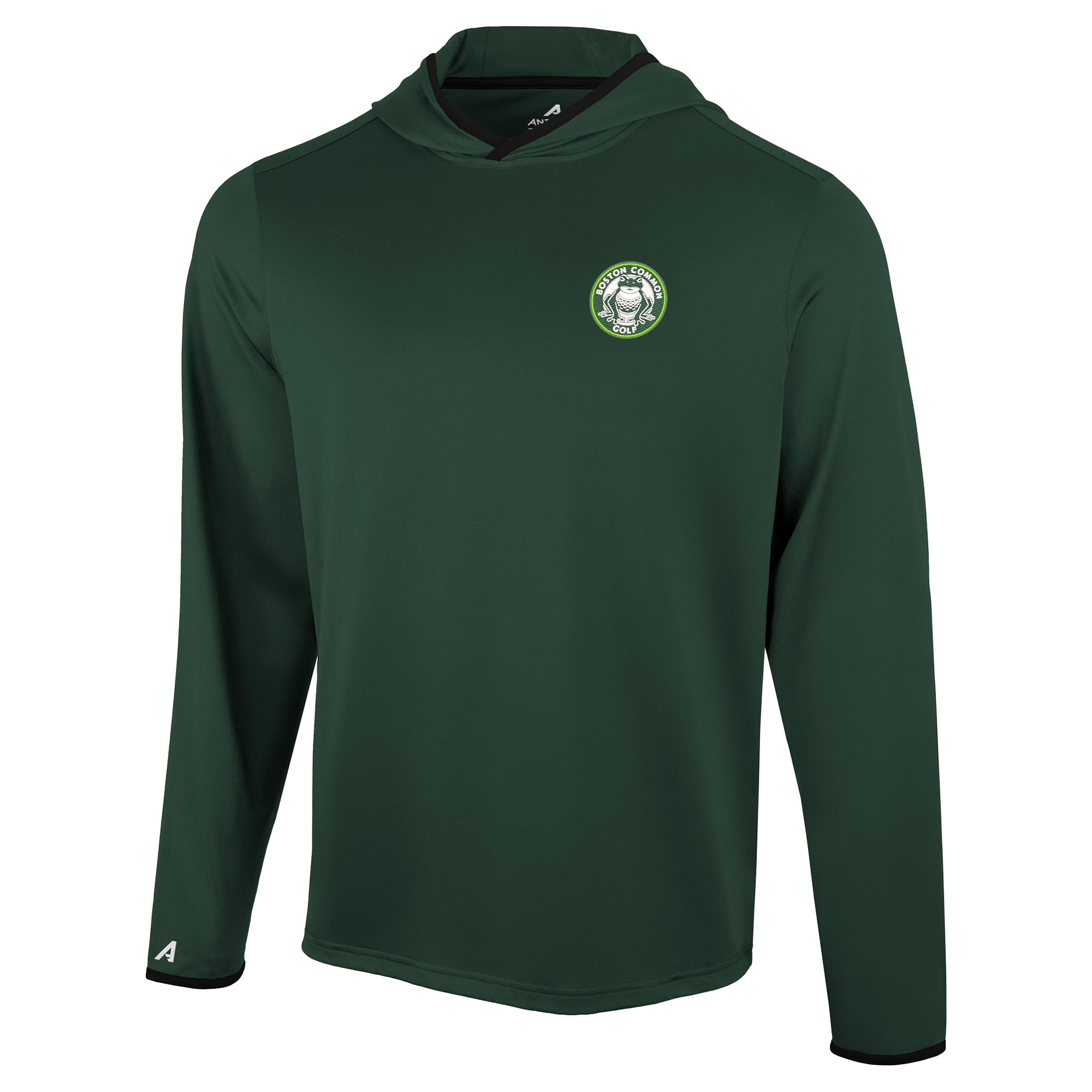 Men's Antigua Hunter Green Boston Common Golf Brink Desert Dry Long Sleeve Hoodie T-Shirt