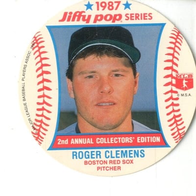 1987 MSA Jiffy Pop Discs #12 Roger Clemens