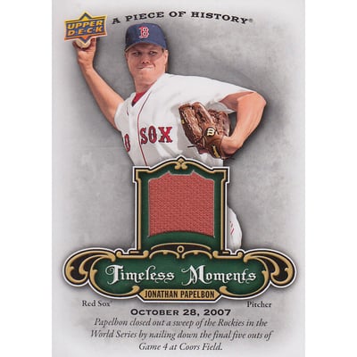 2009 UD A Piece of History Timeless Moments Jersey #TMJP Jonathan Papelbon
