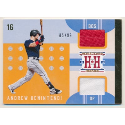2019 Hometown Heroes Dual Memorabilia Gold #5 Andrew Benintendi/99