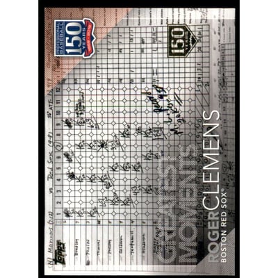 2019 Topps 150 Years of Professional Baseball Greatest Moments 150th Anniversary #GM4 Roger Clemens