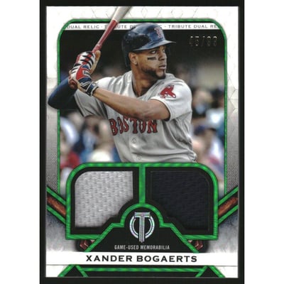 2021 Topps Tribute Dual Relics Green #DRXB Xander Bogaerts