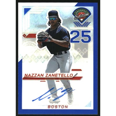 2025 Panini Prospect Edition Holo Prospect Ticket Signatures Prizms Blue #107 Nazzan Zanetello
