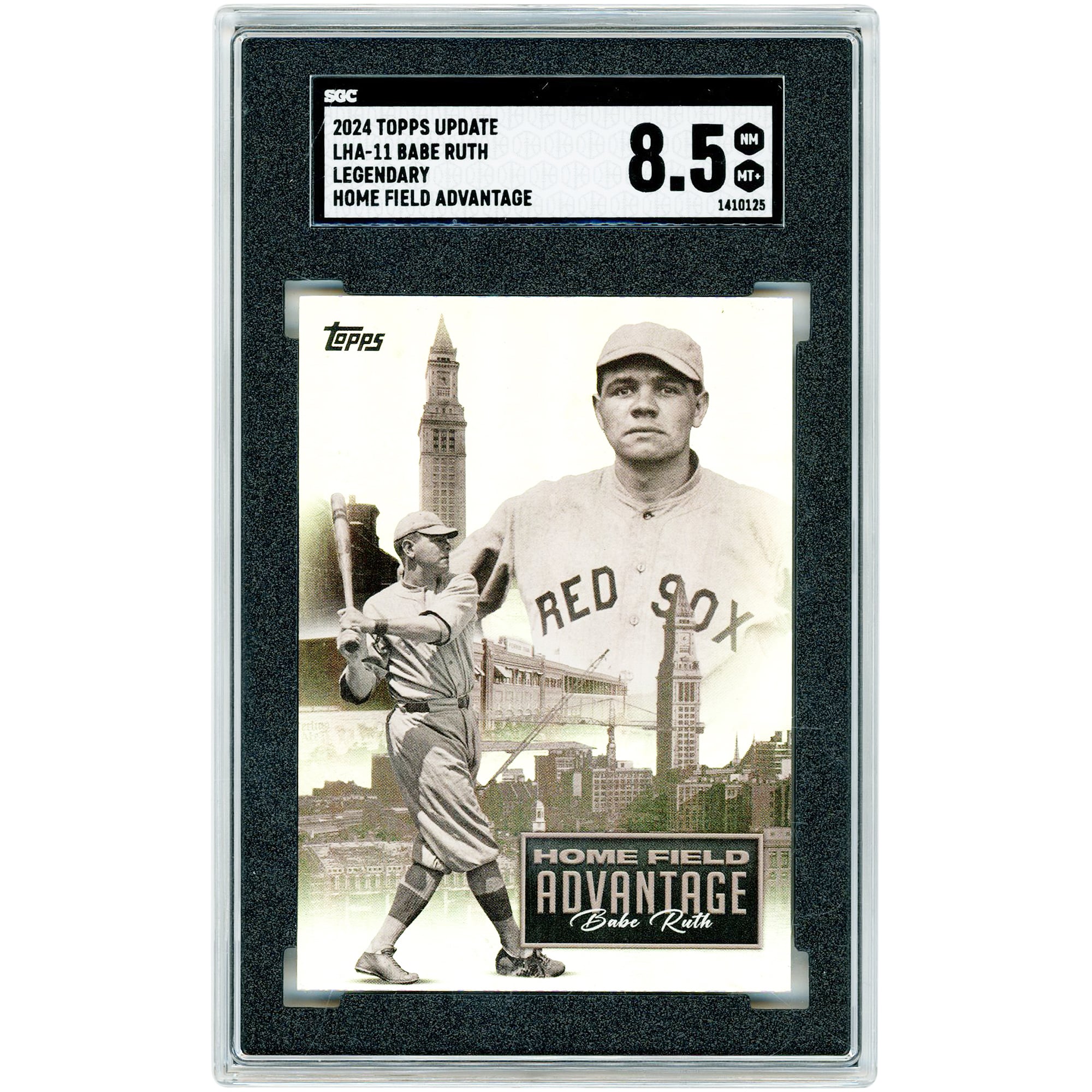 Carte Babe Ruth Boston Red Sox 2024 Topps Update Legendary Home Field Advantage Case Hit #LHA-11 authentifiée SGC 8.5
