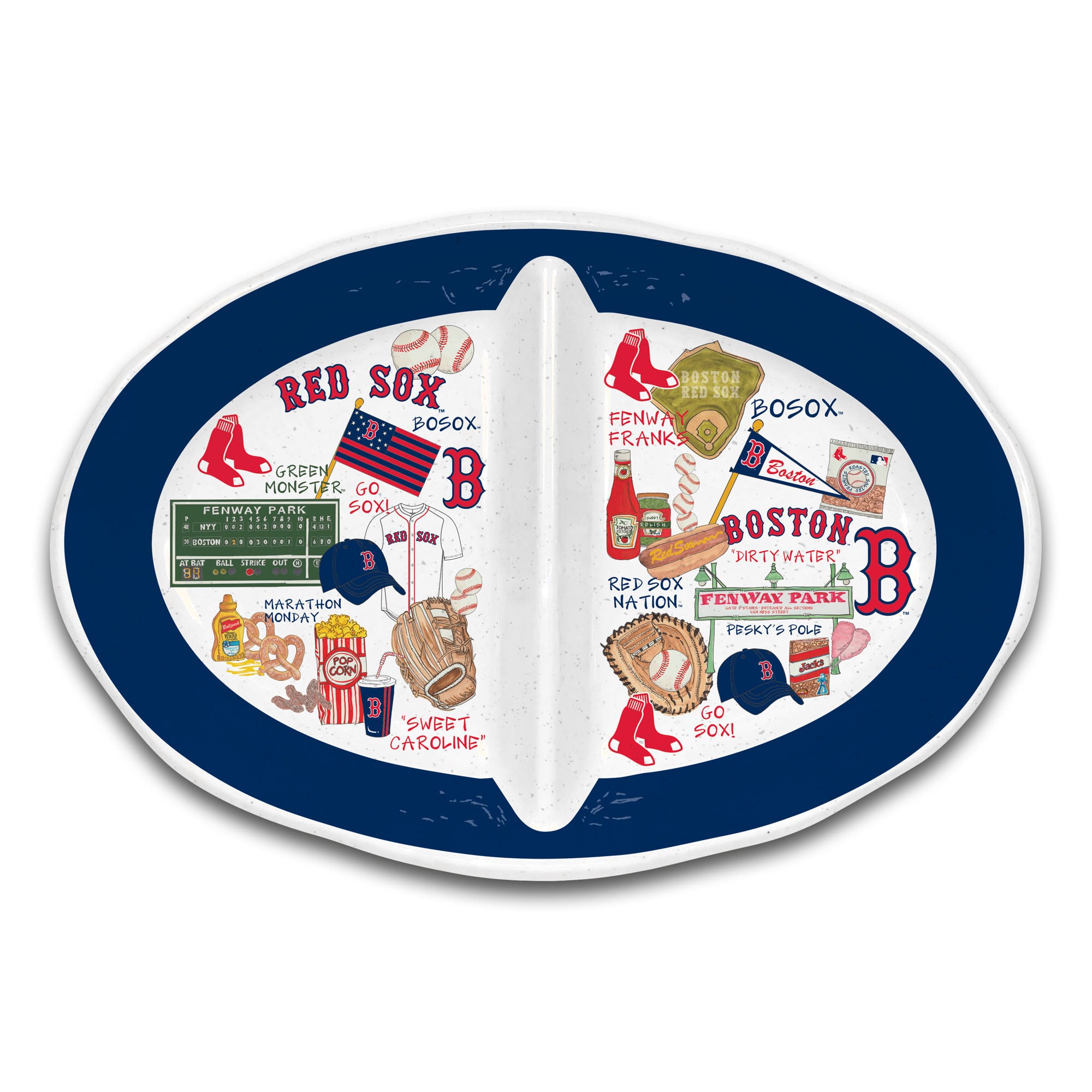 Plat de service Boston Red Sox Heavyweight en mélamine à deux compartiments