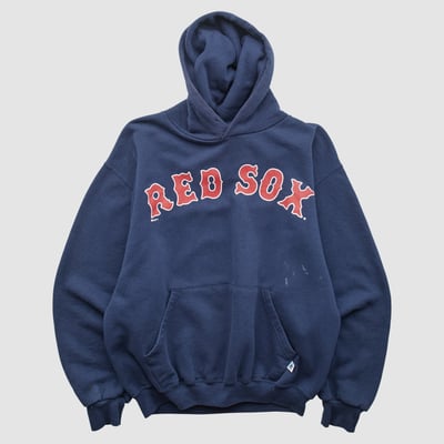 Boston Red Sox Russell 90s Hooded Pullover Sweatshirt - Navy - S by Fanatics Real Vintage