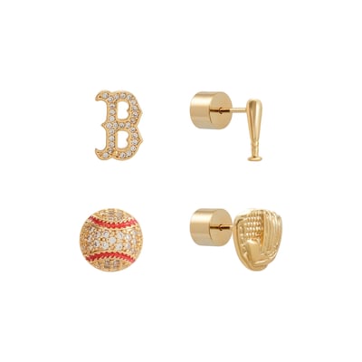 Boston Red Sox by Jill Martin Glam Day 4-Pack Post Back Earrings Set