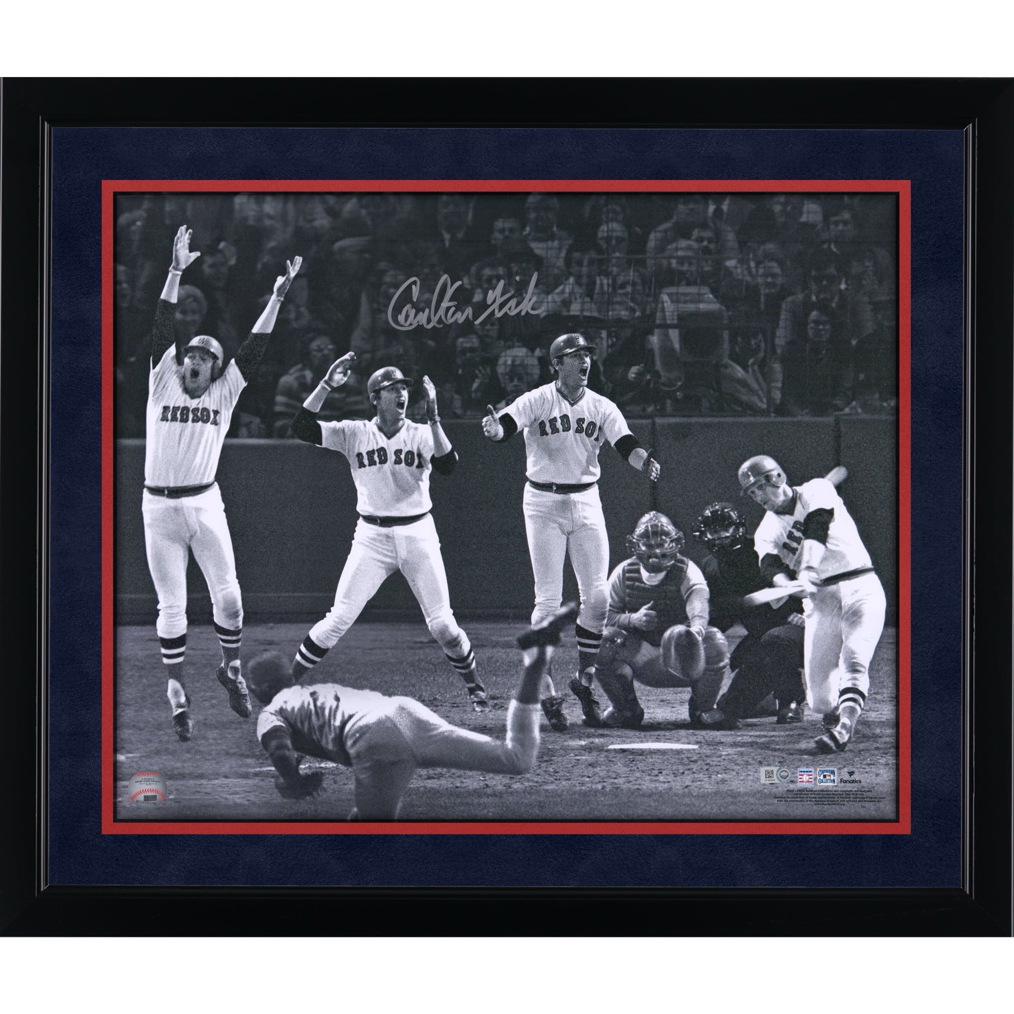 Carlton Fisk Boston Red Sox Autographed 16" x 20" 1975 World Series Home Run Black & White Photograph