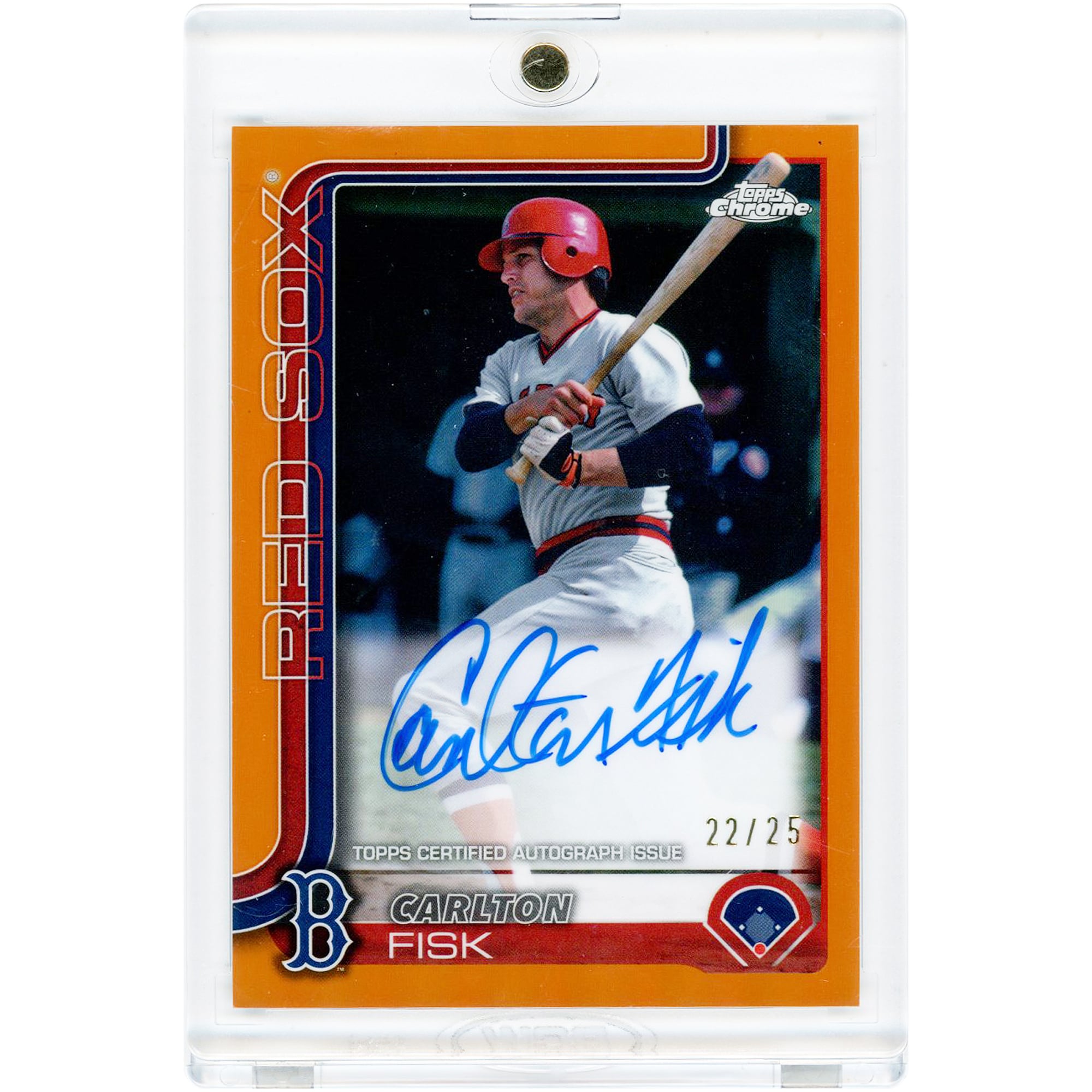 Carte autographiée de Carlton Fisk (Red Sox de Boston) 2025 Topps Chrome Orange Refractor #CLA-CF #22/25