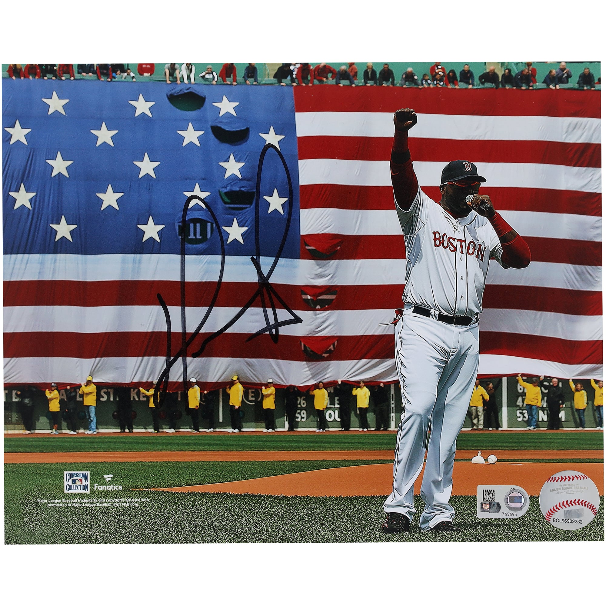 Photo dédicacée de David Ortiz (Red Sox de Boston) - 20 x 25 cm (8 x 10 pouces) - Discours « Boston Strong »