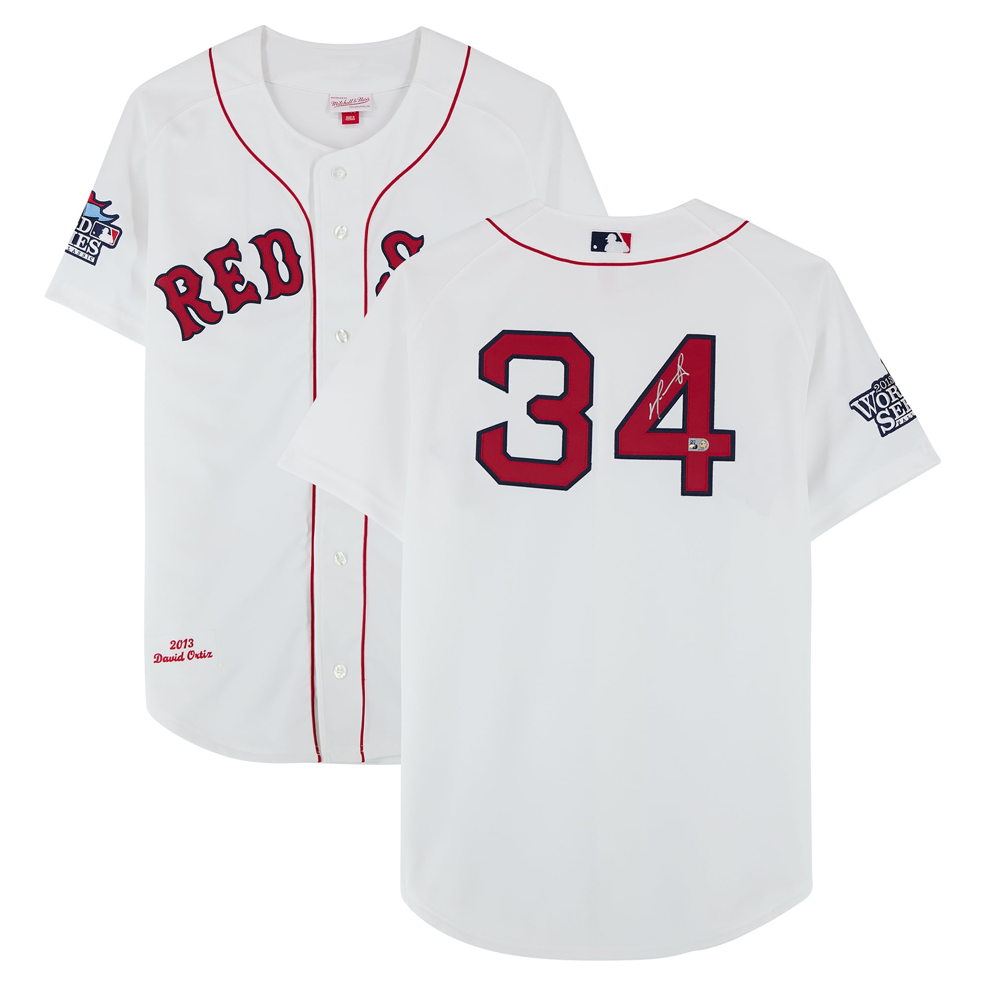 David Ortiz Boston Red Sox Autographed White Mitchell & Ness 2013 Authentic Jersey