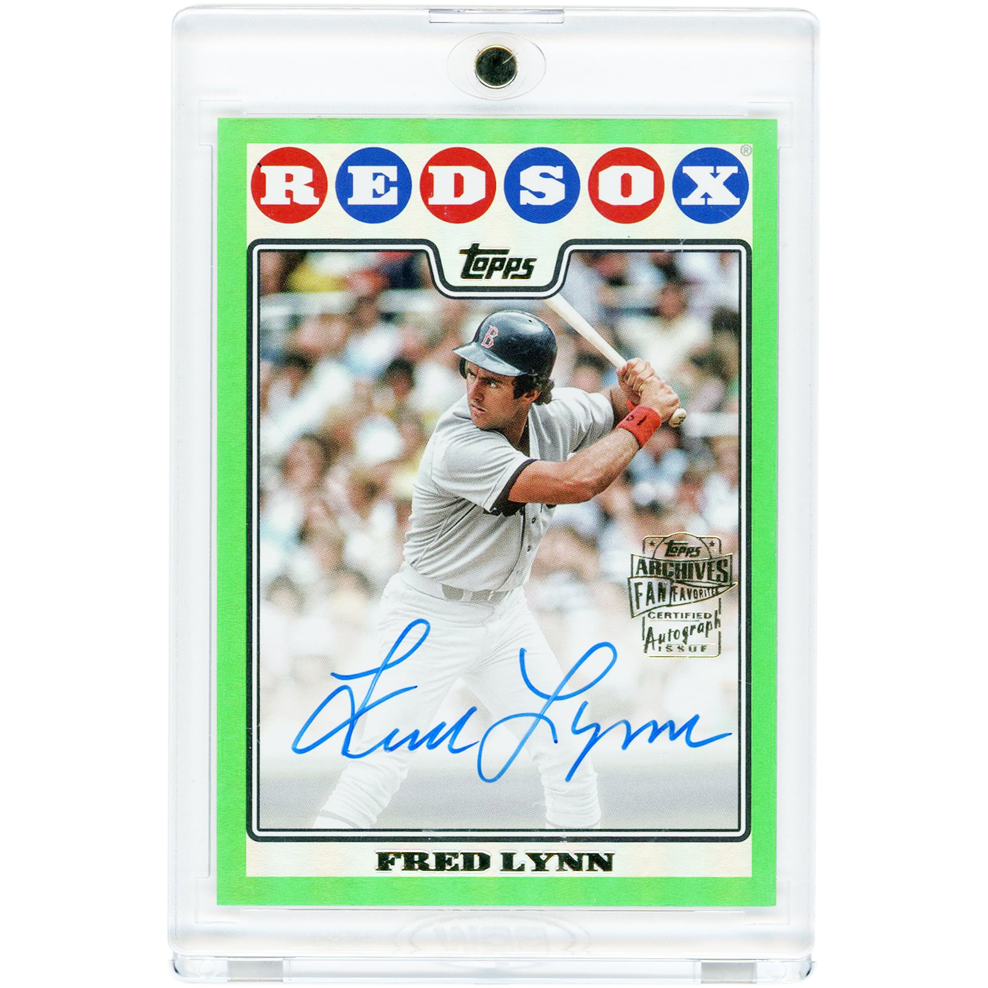 Fred Lynn Boston Red Sox Autographed 2023 Topps Archives Fan Favorites Green Foil #08FF-FL #50/99 Card