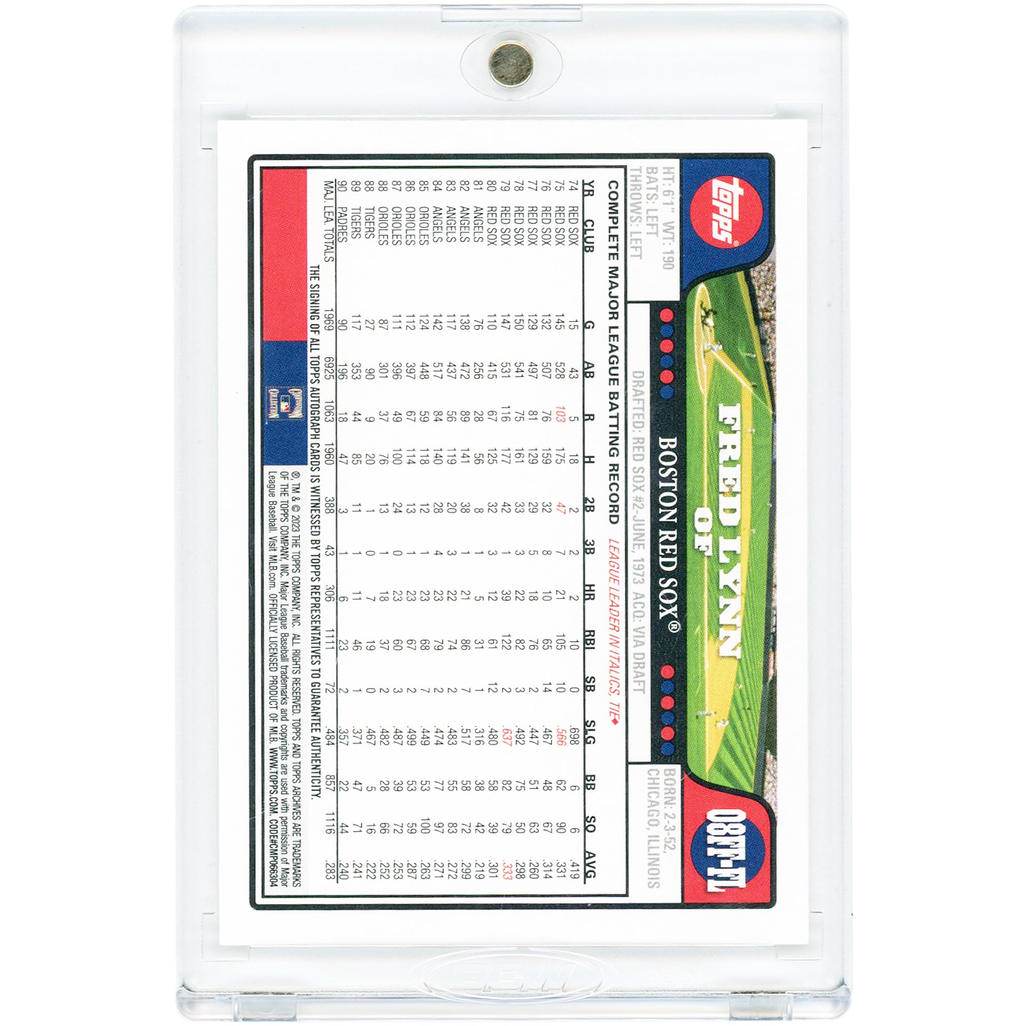 Fred Lynn Boston Red Sox Autographed 2023 Topps Archives Fan Favorites #08FF-FL Card