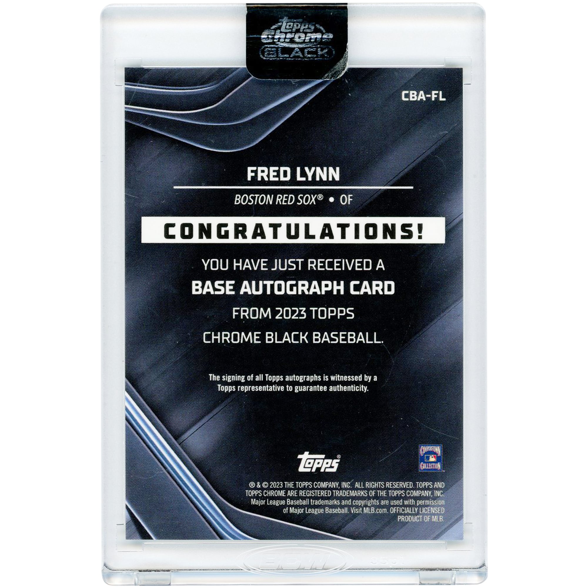 Fred Lynn Boston Red Sox Autographed 2023 Topps Chrome Black #CBA-FL Card