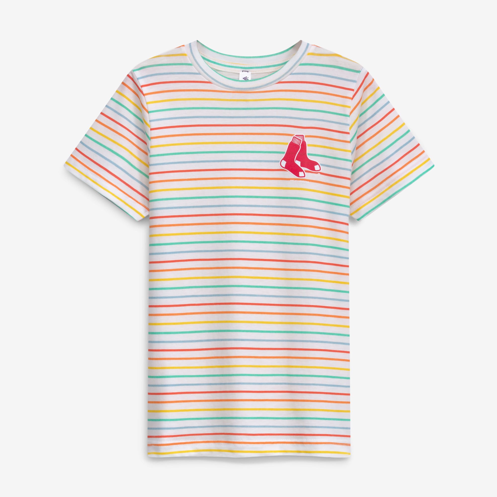 Girls Youth Soft as a Grape  White Boston Red Sox Striped T-Shirt