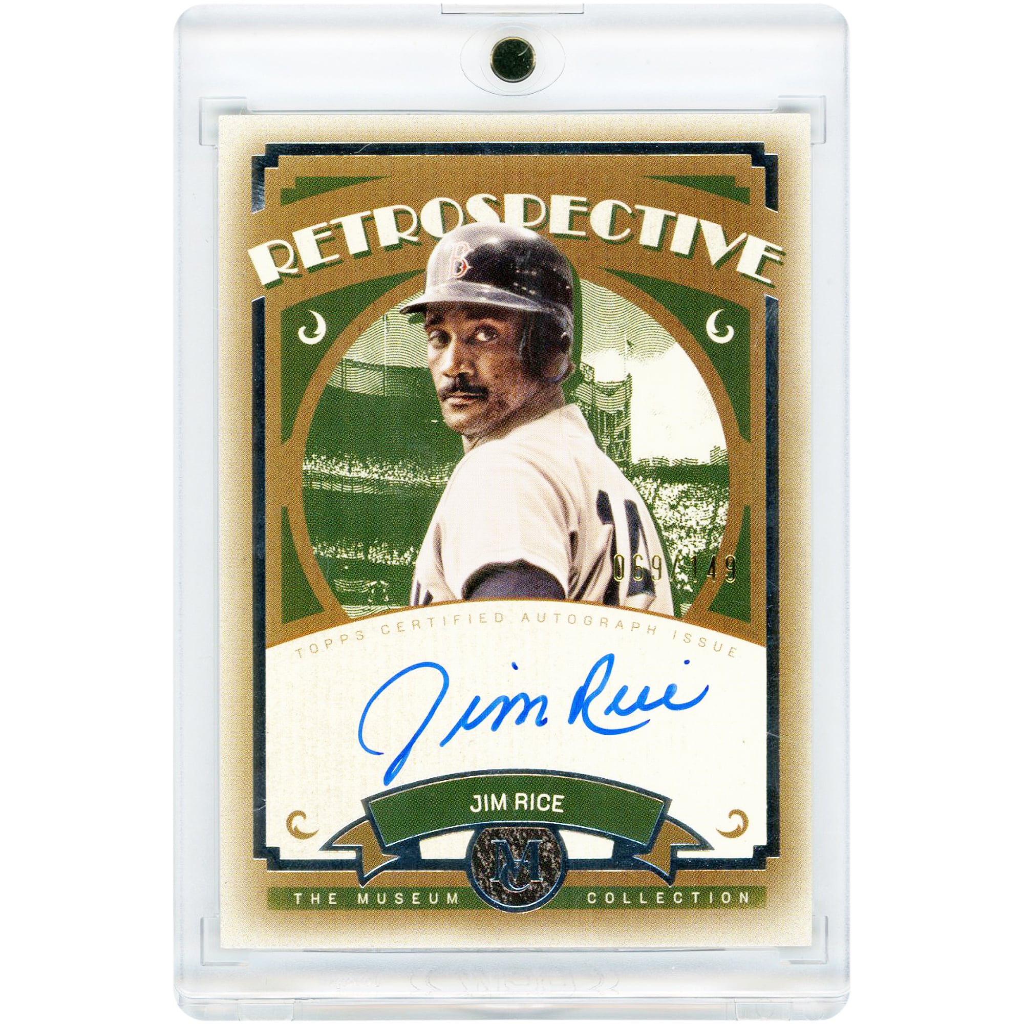 Carte autographiée de Jim Rice (Red Sox de Boston) de la collection rétrospective Topps Museum 2025, numéro RS-JR, n° 69/149