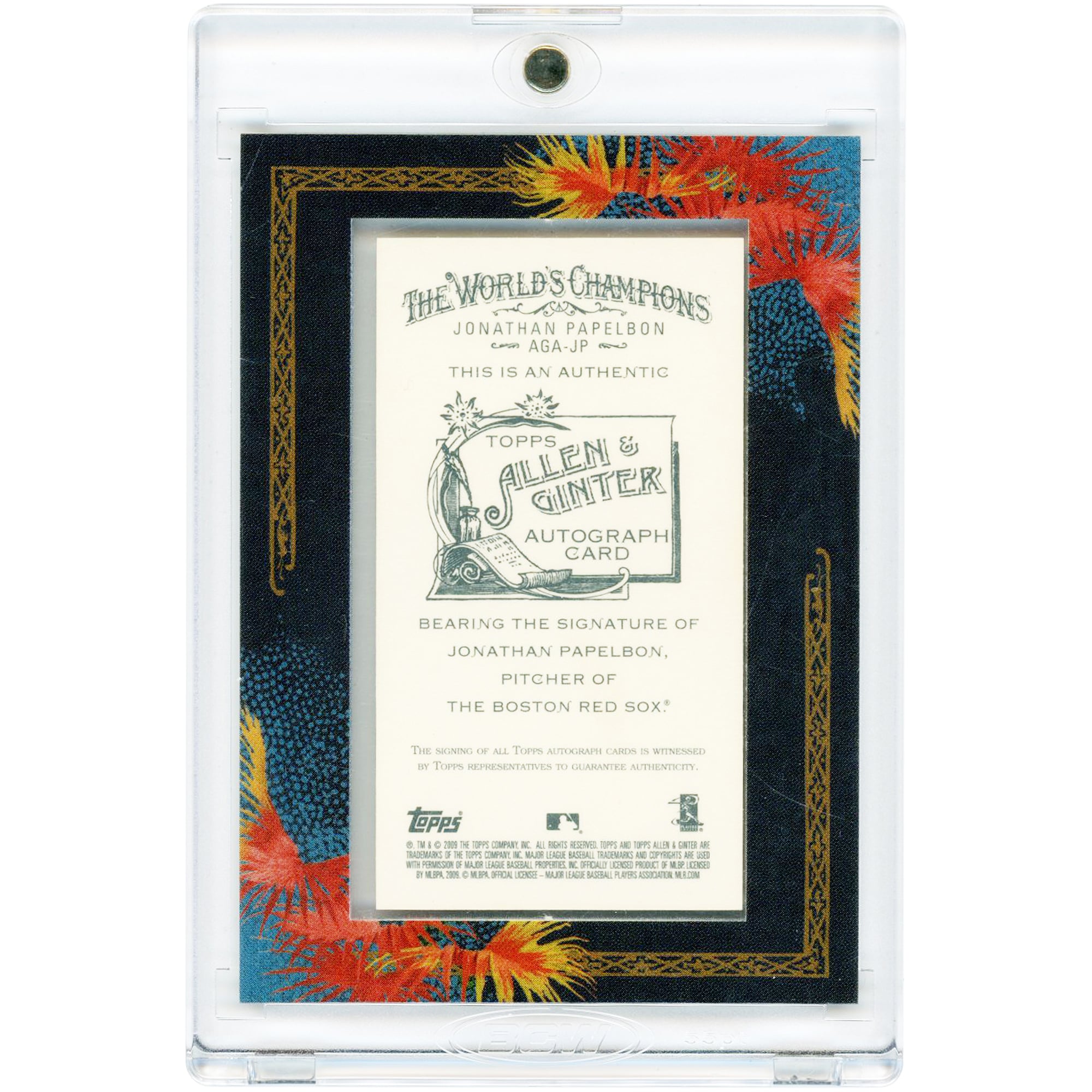 Jonathan Papelbon Boston Red Sox Autographed 2009 Topps Allen & Ginter Mini Framed #AGA-JP Card