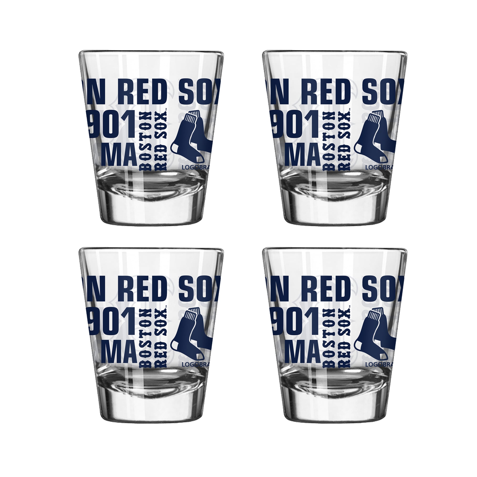 Ensemble de 4 verres à shot de 6 cl (2 oz) Logo Brands Boston Red Sox