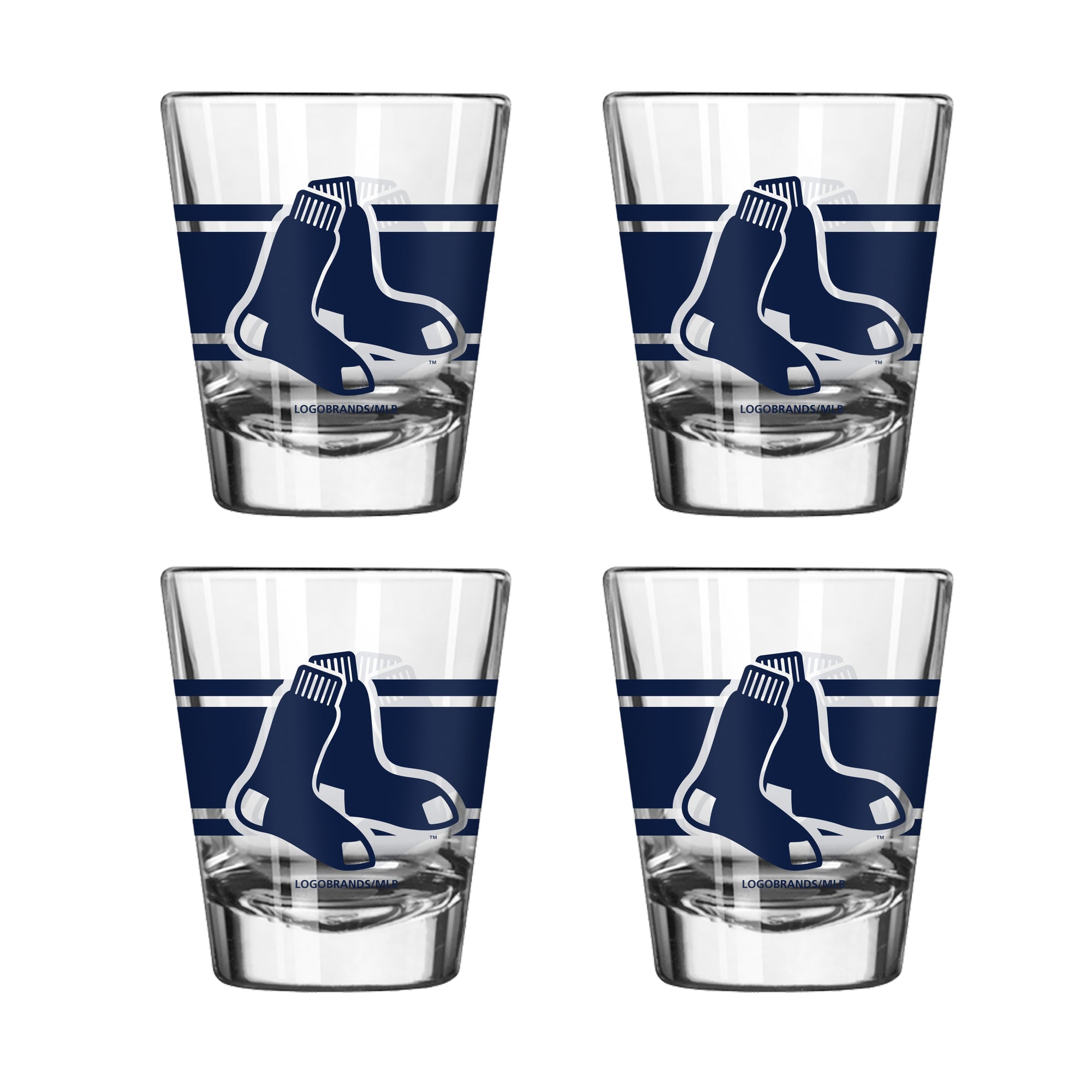 Logo Brands Boston Red Sox Four-Piece Stripe Shot Glass Set