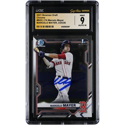Marcelo Mayer Boston Red Sox Autographed 2021 Bowman Draft Chrome #BDC-174 CGC Authenticated 9/10 Card