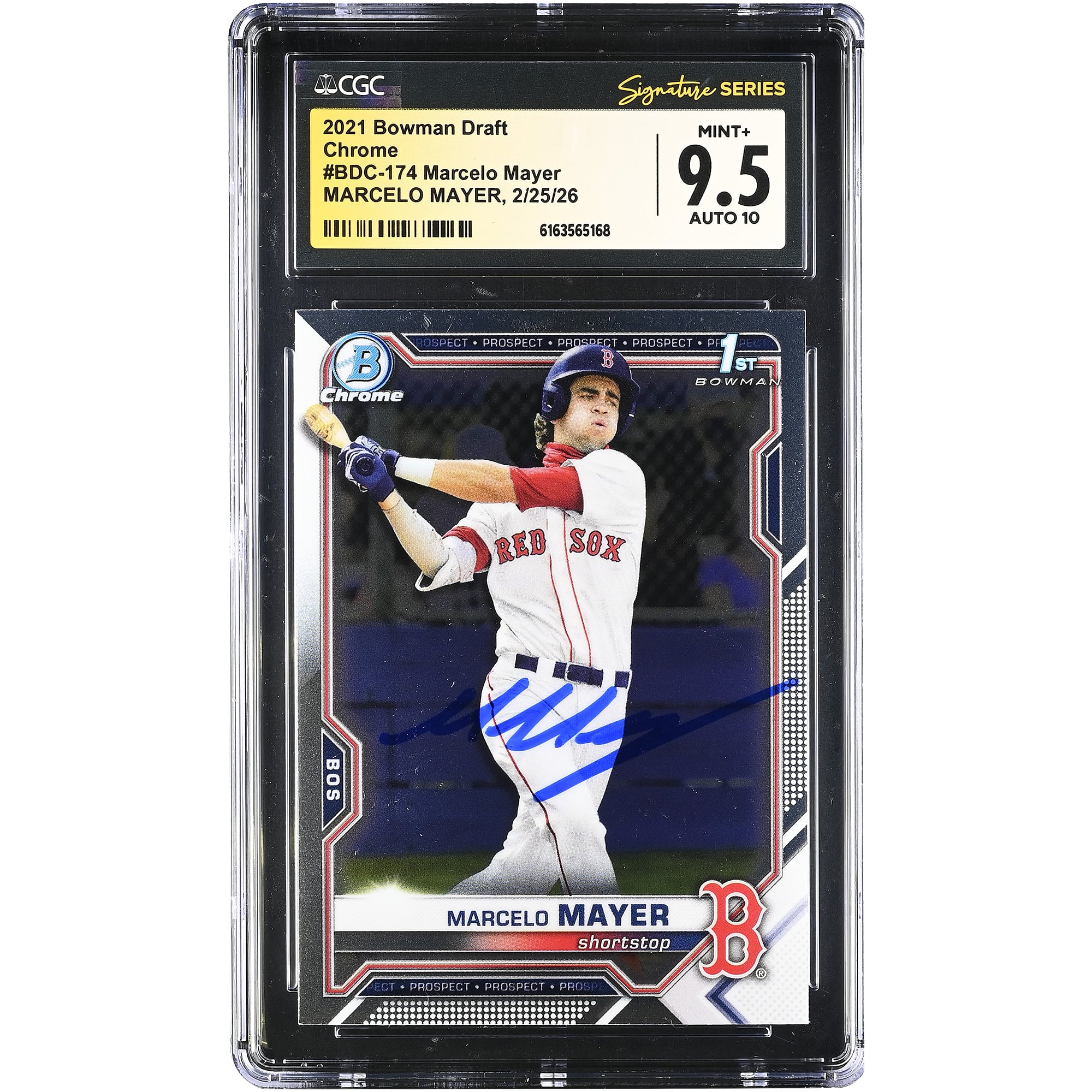 Marcelo Mayer Boston Red Sox Autographed 2021 Bowman Draft Chrome #BDC-174 CGC Authenticated / Card
