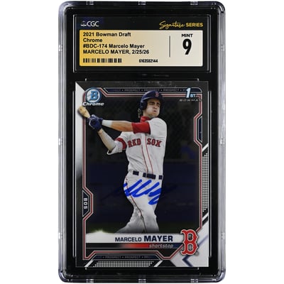 Marcelo Mayer Boston Red Sox Autographed 2021 Bowman Draft Chrome #BDC-174 CGC Authenticated Mint 9 Card
