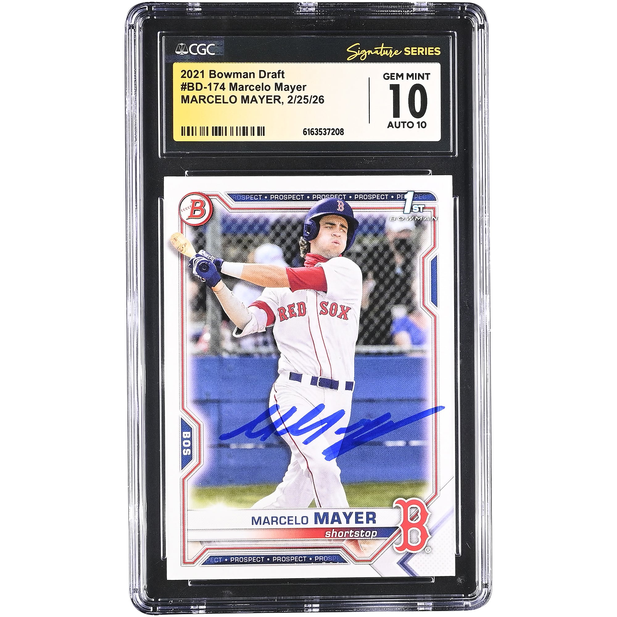 Carte autographiée par Marcelo Mayer des Red Sox de Boston, repêchage Bowman 2021, numéro BD-174, authentifiée CGC 10/10