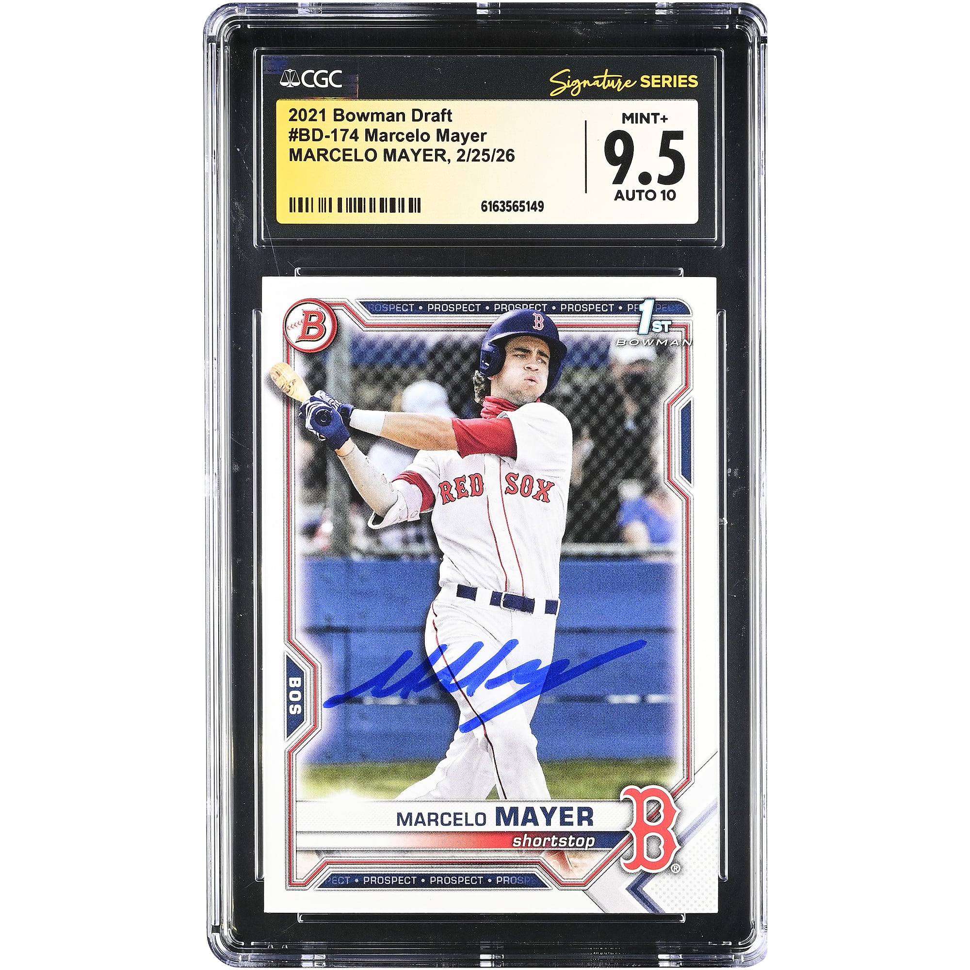 Marcelo Mayer Boston Red Sox Autographed 2021 Bowman Draft #BD-174 CGC Authenticated / Card
