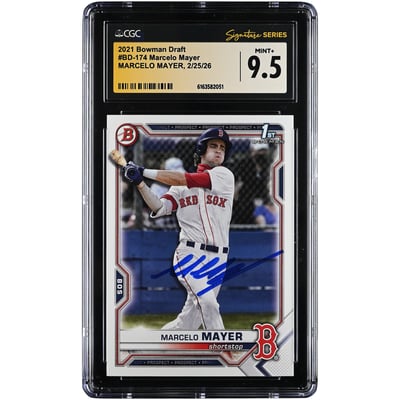 Marcelo Mayer Boston Red Sox Autographed 2021 Bowman Draft #BD-174 CGC Authenticated MINT+ 9.5 Card