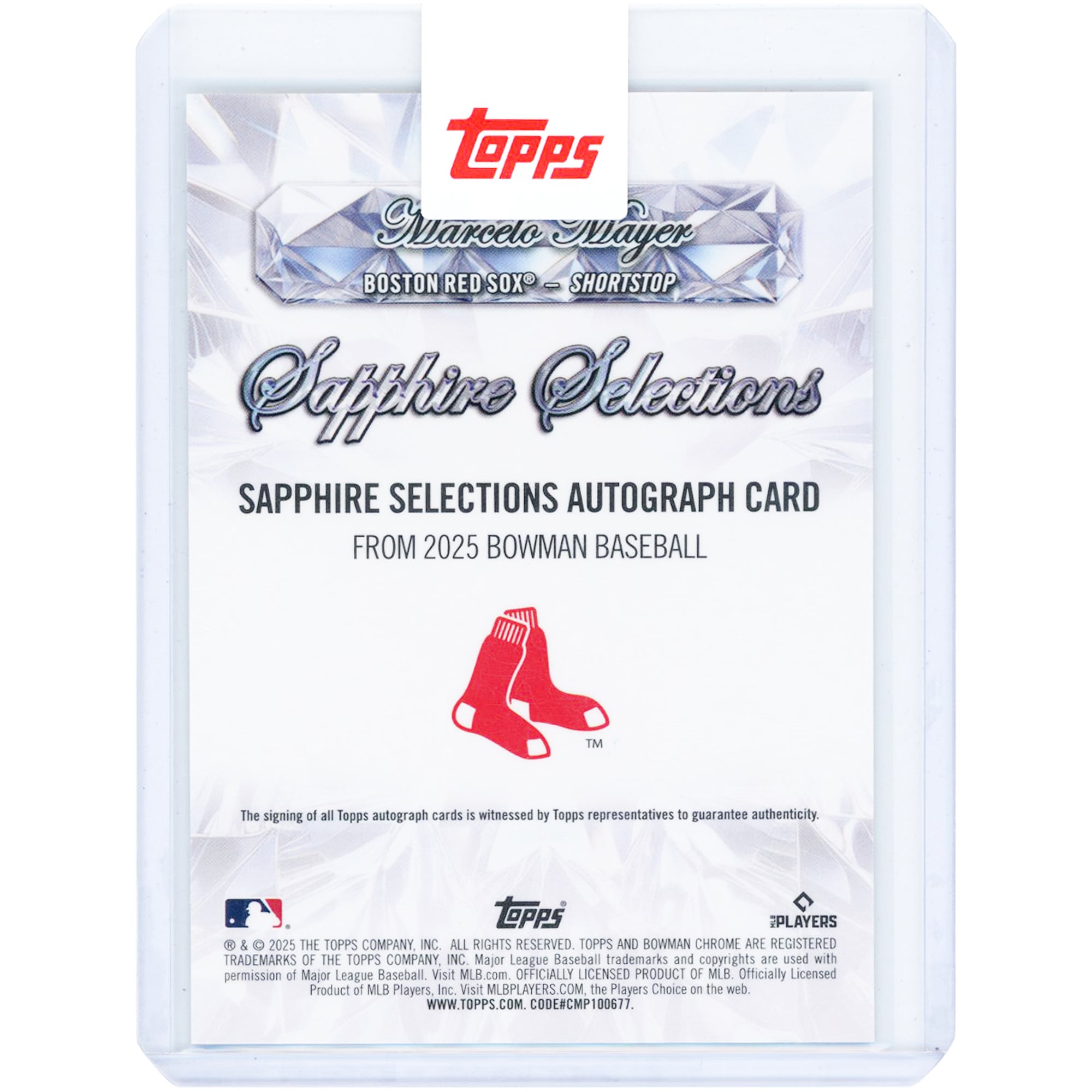 Marcelo Mayer Boston Red Sox Autographed 2025 Bowman Chrome Orange Sapphire Selections #NNO #14/25 Rookie Card