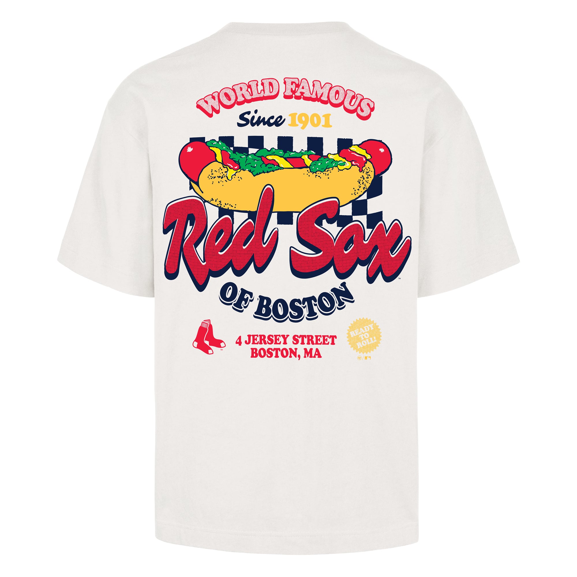 T-shirt Glizzy crème Boston Red Sox pour homme, modèle 47