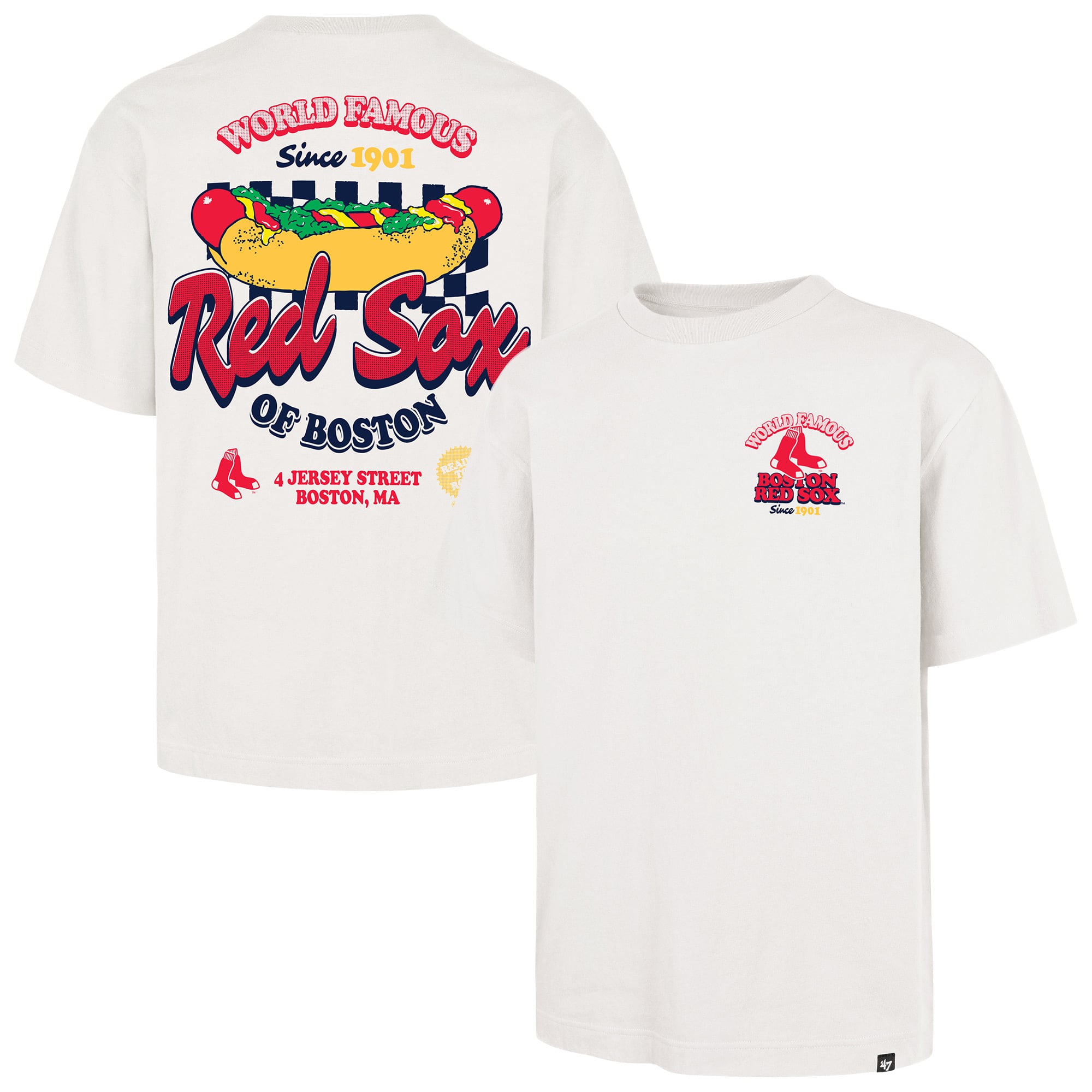 T-shirt Glizzy crème Boston Red Sox pour homme, modèle 47