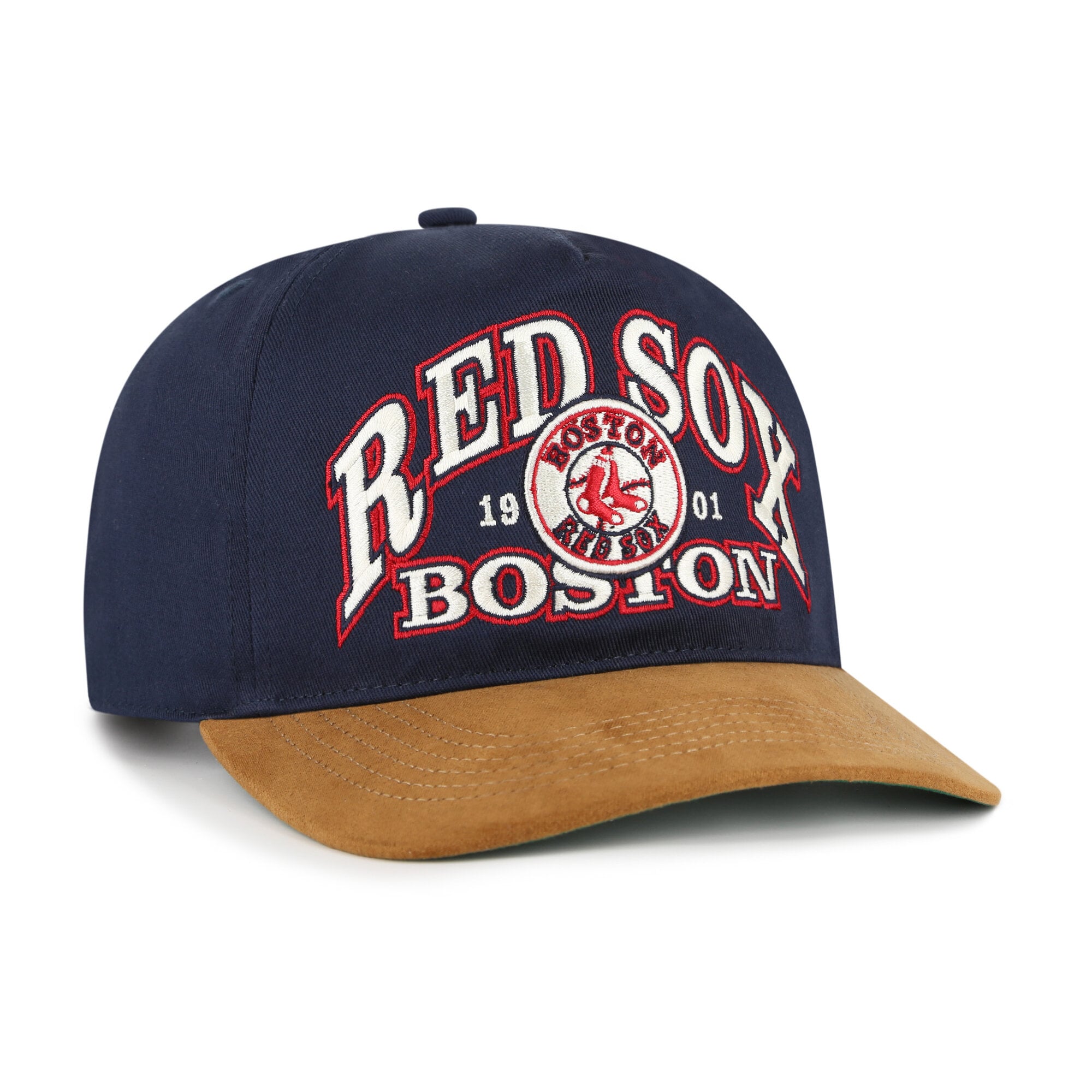 Men's '47 Navy/Brown Boston Red Sox Cooperstown Break Wood Suede Hitch Adjustable Hat