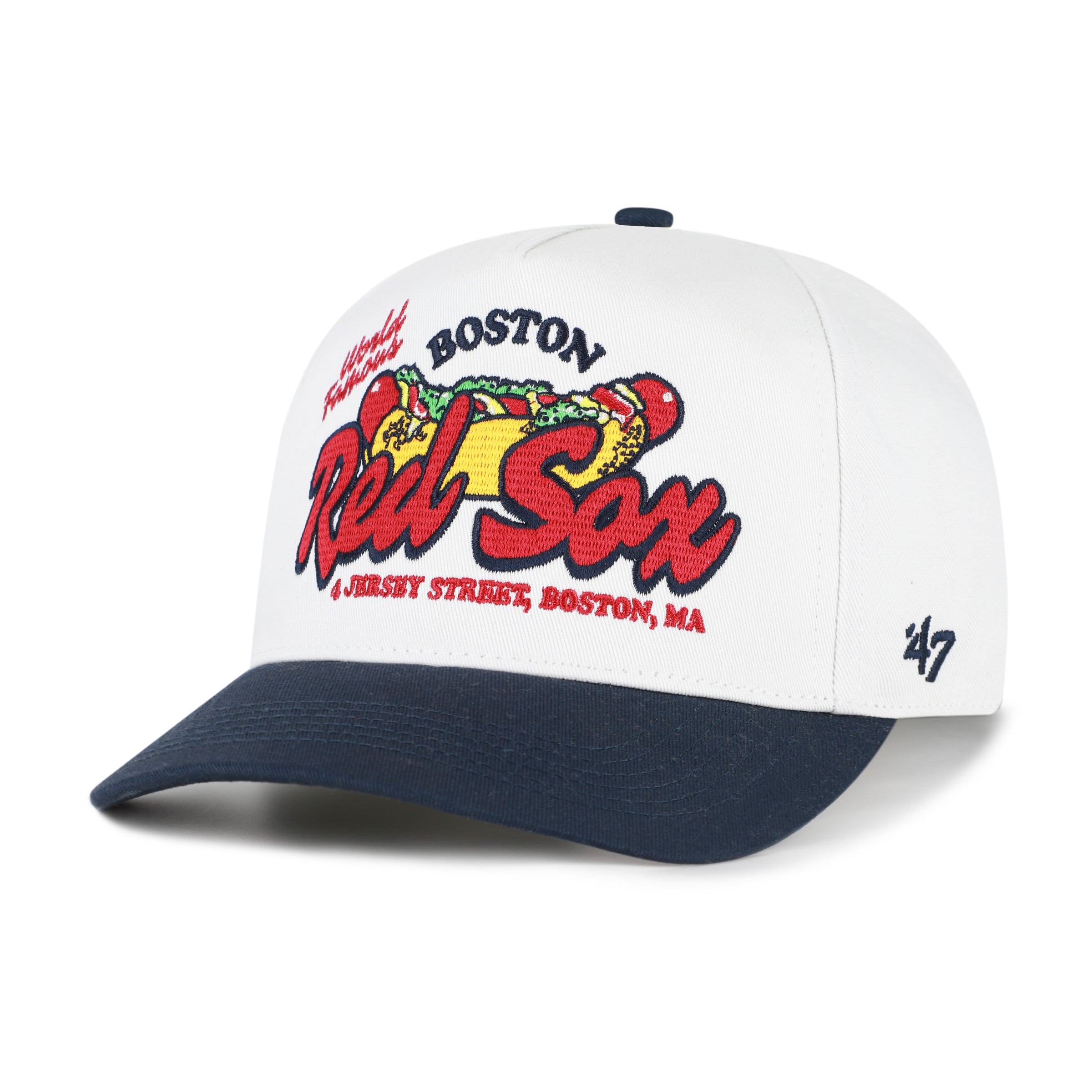 Men's '47 White/Navy Boston Red Sox Glizzy Collection Hitch Adjustable Hat